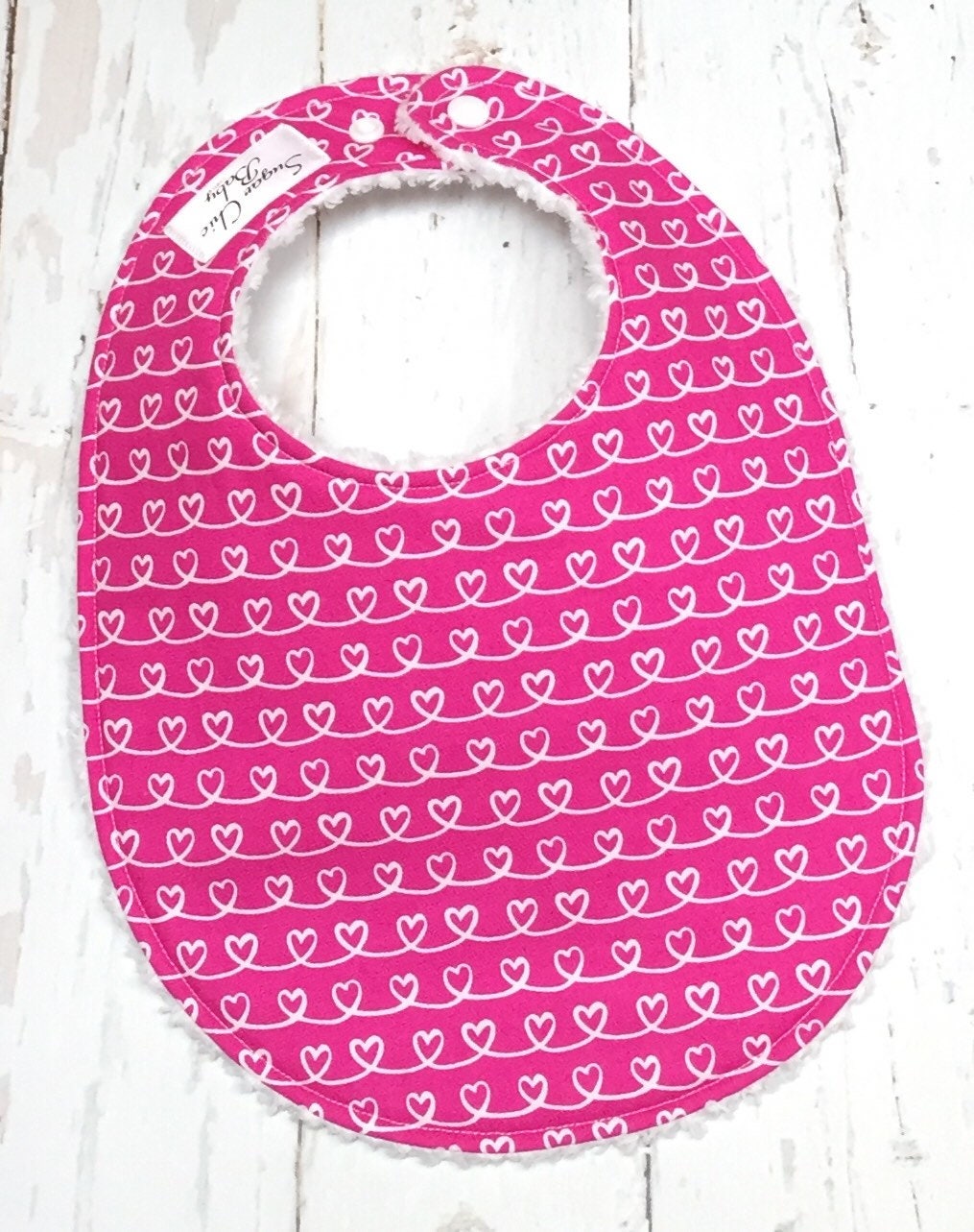 Pink Hearts Baby Girl Bibs Set de 3 Triple Layer Chenille Etsy
