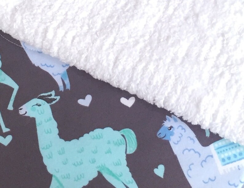 Ready to Ship Sale Llama Baby Bibs for Boy 1 Single Bib Triple Layer Chenille Alpacas, Aqua, Blue, Gray LLAMAS image 2