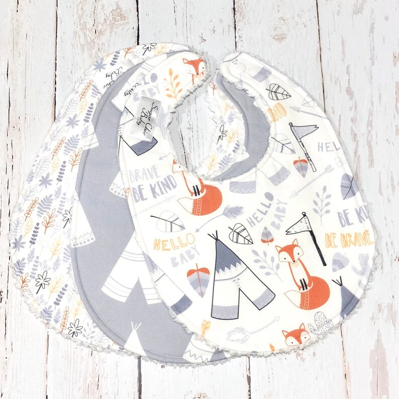 Woodland Animals Baby Boy Bibs Set of 3 Triple Layer Etsy