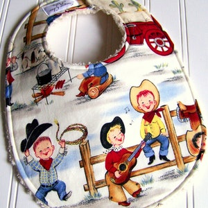 Baby Bibs for Baby Boy Triple Layer Chenille Lil Cowpoke Cowboys image 1