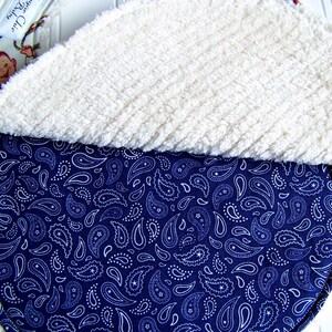 Cowboy Baby Bibs for Baby Boy Set of 2 Triple Layer Chenille Lil Cowpoke Cowboys & Blue Paisley image 2