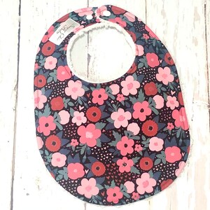 New Valentine's Floral Hearts Baby Bibs for Girls Set of 3 Triple Layer Chenille Pink, Black, Red OMBRE FLORAL HEARTS image 6