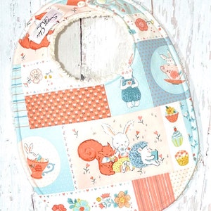 Ready to Ship!!  Bunny Baby Bib, Girl or Boy - Gender Neutral Baby Bib - Single Triple Layer Chenille Bib - BUNNY & ANIMALS