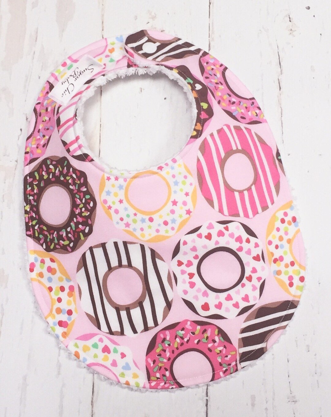 Donut Baby Bib for Baby Girl Donuts Baby Bib in Pink, Sprinkles Single