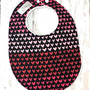New Valentine's Floral Hearts Baby Bibs for Girls Set of 3 Triple Layer Chenille Pink, Black, Red OMBRE FLORAL HEARTS image 7