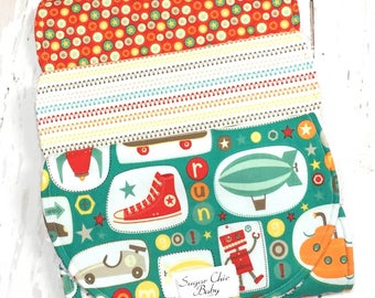 Ready to Ship!! Burp Cloths for Baby Boy - Set of 3 - Triple Layer Chenille - Boy Stuff, Stars, Sneakers, Laces, Robots - ALL BOY