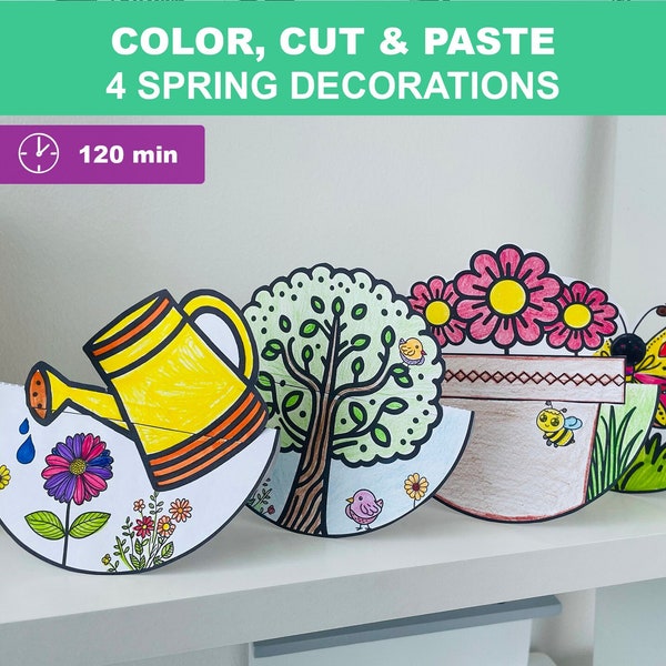 Spring Crafts Decoration For Kids | Printables | 2024 | Kids Spring Crafts | Spring Bundle Decoration