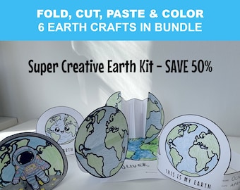 Space Crafts For Kids | Planet Earth Kit | Earth Crafts | Planet Crafts | Foldable | Printables | Spaceman | Paper Crafts | Printables