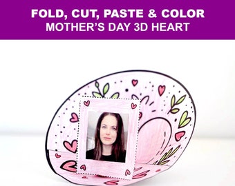 Mother's Day Crafts | 3D Heart Craft | Mother's Day Gift | 3D Crafts | Printable | 2024 | Crafts for Pre-K and Kindergarten Children