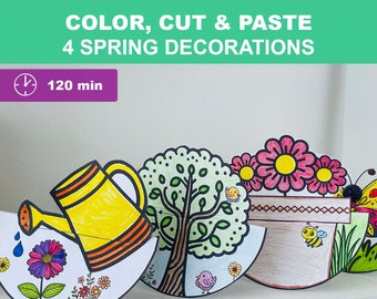 Spring Crafts Decoration For Kids | Printables | 2024 | Kids Spring Crafts | Spring Bundle Decoration