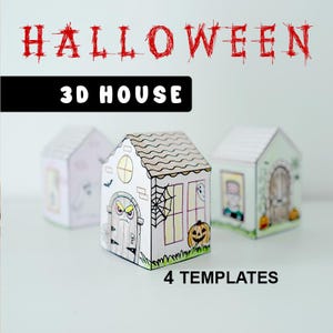 Imprimível de Halloween | Artesanato de Halloween | Atividades de papel de casa mal-assombrada para crianças | Imprimíveis 3D