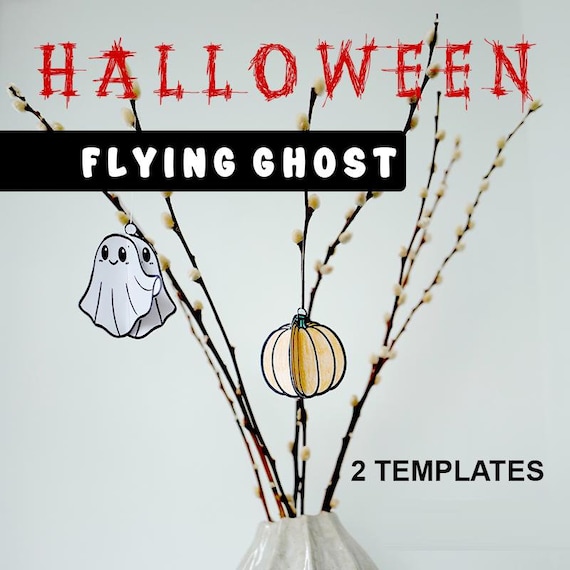 Halloween Flying Ghost & Pumpkin Crafts: Printable Kids Activity (PDF)