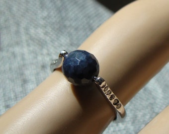Spinner Ring Sapphire Ring in Sterling Silver Faceted Sapphire Cubic Zirconia Blue Stone Ring September Birthstone Ring