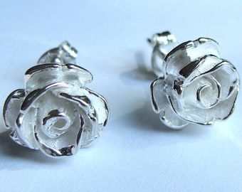 Flower Studs Rose Flower Stud Earrings Rose Studs Post Sterling Silver Rose Earrings