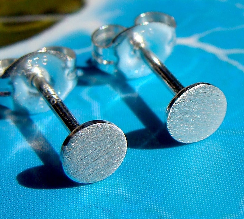Tiny Flat Studs 4mm Micro-Mini Disc Post Earrings Sterling Silver Stud Earrings Studs image 3