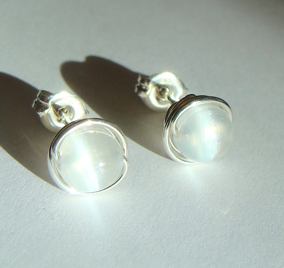 Selenite stud earrings clearance