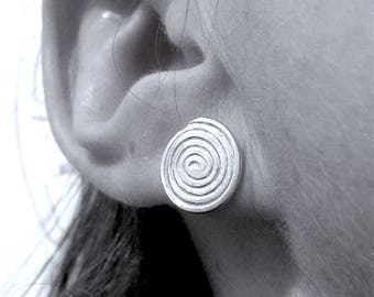 Silver Swirl Earrings Swirl Studs Swirled Silver Post Spiral Sterling Silver Earrings Coiled Stud Earrings