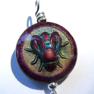 Mood Jewelry Mood Pendant Crimson Honey Bee Mood Color Changing Pendant Wire Wrapped in Sterling Silver