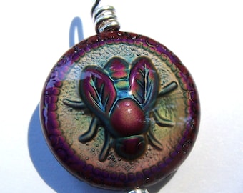 Mood Jewelry Mood Pendant Crimson Honey Bee Mood Color Changing Pendant Wire Wrapped in Sterling Silver