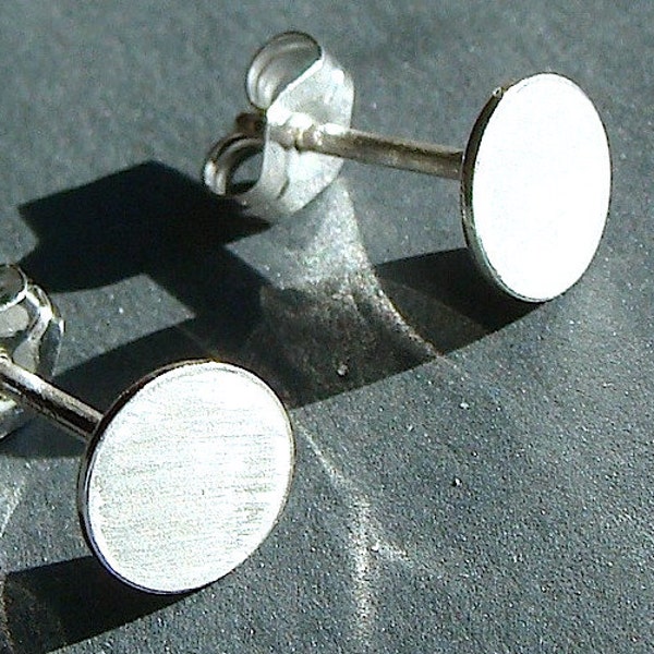 Flat Disc Studs 7mm Tiny Round Flat Disc Post Earrings Sterling Silver Stud Earrings Studs