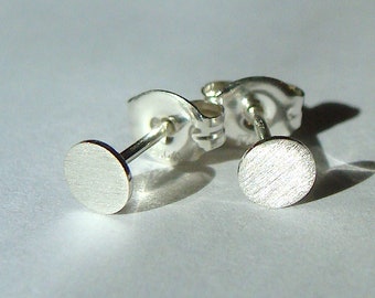 Lightweight Tiny Flat Studs 4mm Micro-Mini Disc Post Earrings Sterling Silver Stud Earrings Studs