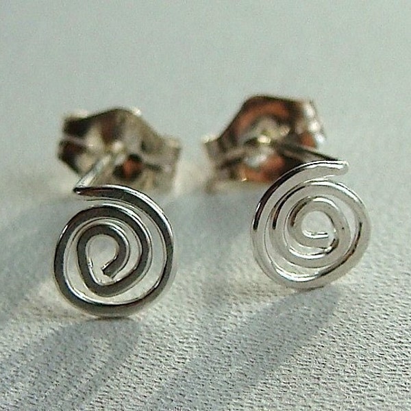 Tiny Swirl Stud Post Sterling Silver Earrings