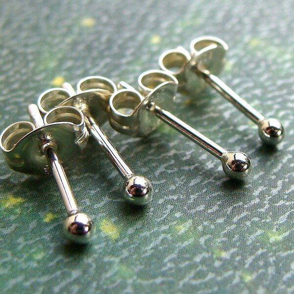 Two Pairs of Petite Tiny Round Stud Post Sterling Silver Earrings