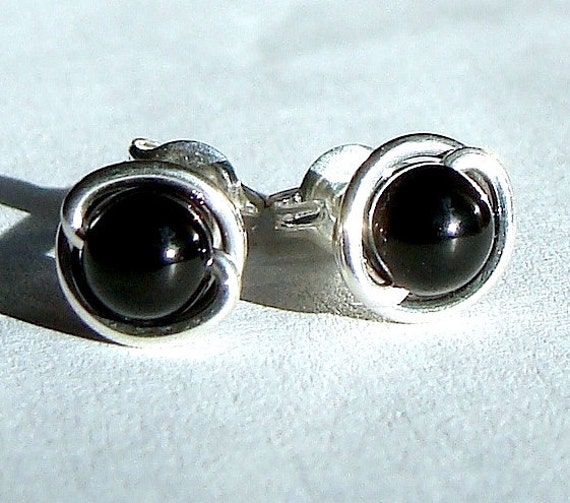 Black Onyx Studs 5mm Black Onyx Earrings Black Stone Studs in Sterling Silver Post Earrings Onyx Jewelry