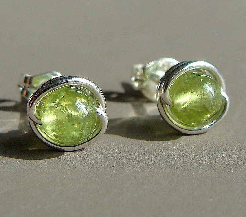 Peridot Studs Peridot Earrings Tiny Peridot Post Earrings Wire | Etsy