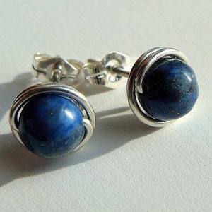 Lapis Studs 6mm Sterling Silver Lapis Post Earrings Lapis Stud Earrings Lapis Jewelry