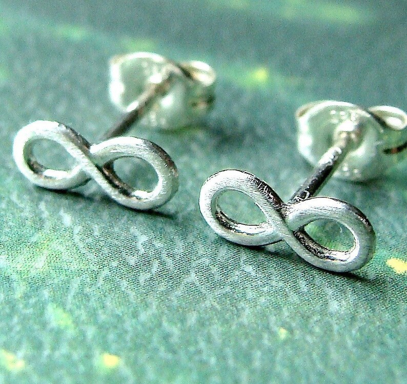 Infinity Studs Infinity Post Earrings Brushed Infinity Earrings in Sterling Silver Stud Earrings Infinity Studs Figure Eight Jewelry image 2