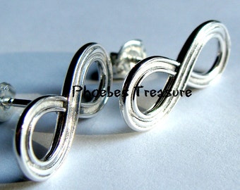 Infinity Earrings Infinity Studs Flat Studs Post Earrings Infinity Earrings in Sterling Silver Stud Earrings Infinity Studs