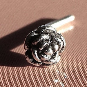 Rose Nose Stud Flower Nose Piercing Tiny Rose Flower Sterling Silver