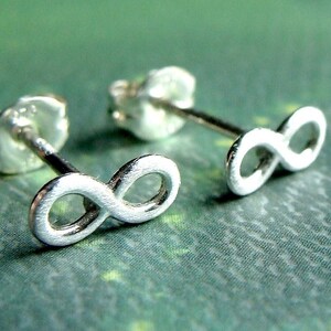 Infinity Studs Infinity Post Earrings Brushed Infinity Earrings in Sterling Silver Stud Earrings Infinity Studs Figure Eight Jewelry image 3