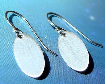 Tiny Drop Earrings Tiny Silver Dangle Earrings Brushed Tiny Oval Sterling Silver Dangle Earrings Drop Earrings