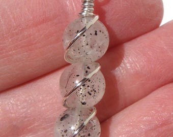 Quartz Pendant With Bits of Mica Biotite Wrapped in Sterling Silver Quartz Slide Quartz Charm