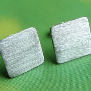 Flat Square Studs 10mm Square Post Earrings Sterling Silver Stud Earrings Square Studs