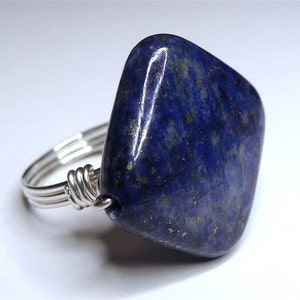 Lapis Ring Sterling Silver Lapis Large Diamond Square Lapis Cocktail Ring Statement Ring Lapis Gemstone Ring