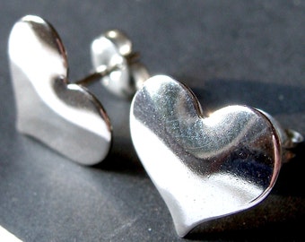 Heart Studs Sterling Silver Heart Post Earrings Heart Stud Earrings Valentine Heart Jewelry Mother's Day Gift