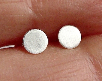 Tiny Flat Studs 4mm Micro-Mini Disc Post Earrings Sterling Silver Stud Earrings Studs