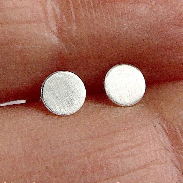Tiny Flat Studs 4mm Micro-Mini Disc Post Earrings Sterling Silver Stud Earrings Studs