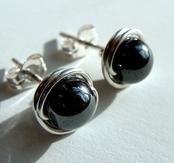 Hematite Studs 4mm 6mm or 8mm Hematite Earrings Post Earrings Wire