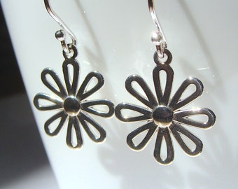 Sterling Silver Daisy Earrings Open Petal Daisy Dangle Earrings Flower Jewelry Daisy Flower Earrings Sterling Silver Earrings