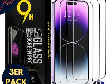 3x Protective Glass For iPhone 15 14 13 12 11 Xs Xr Pro Max Real Glass Screen Protector Tempered Glass