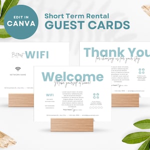Carte de bienvenue modifiable pour les hôtes Airbnb pour les hôtes, modèle de carte de remerciement pour hôte Airbnb, modèle de marketing de location Canva modifiable, code QR SS02
