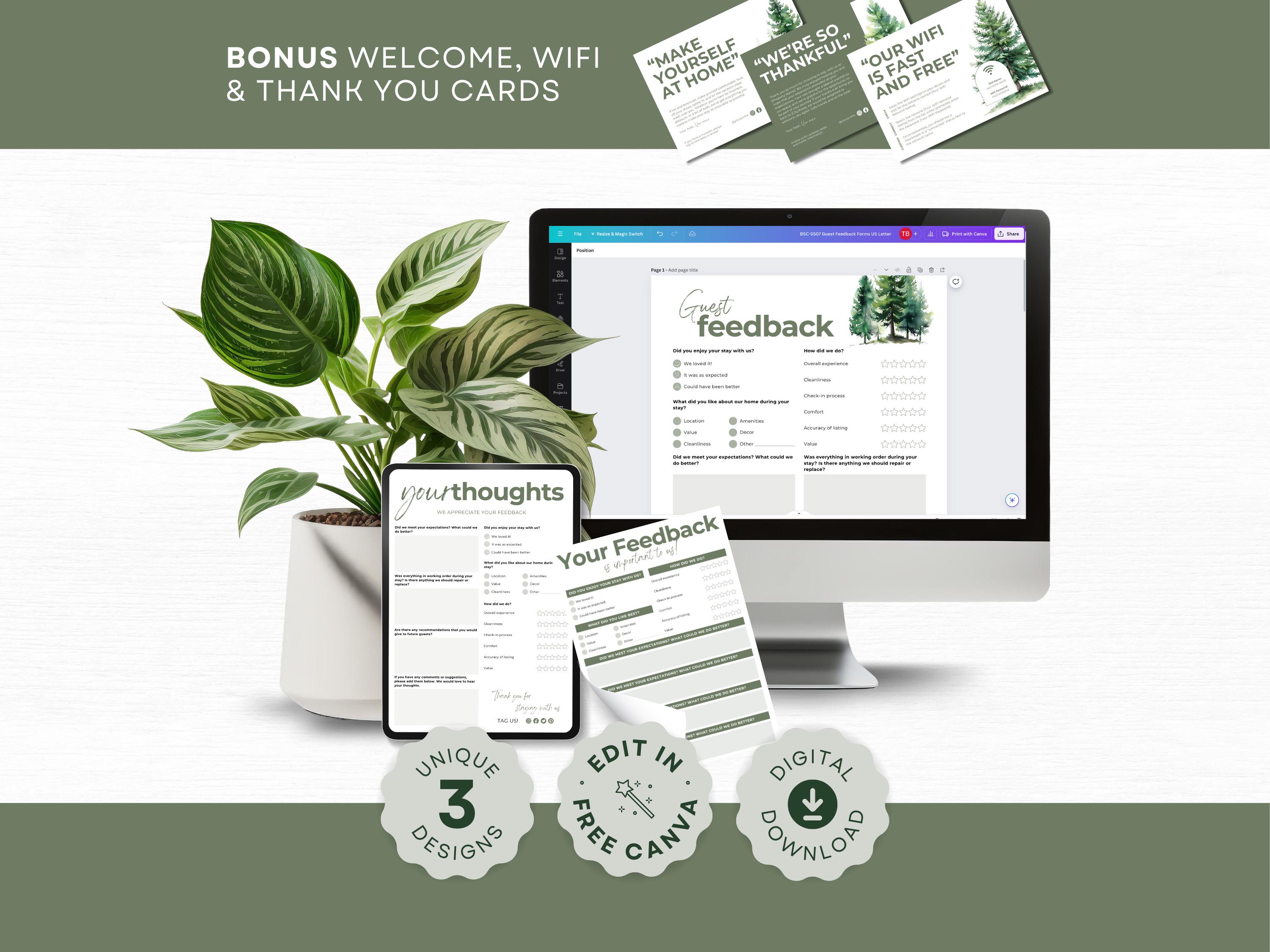Airbnb Guest Feedback Form: Forest Cabin Design (canva Template) - Etsy