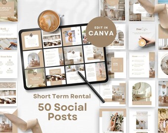 Airbnb Instagram Post Template: Neutral Vacation Rental Social Media (Canva Editable)