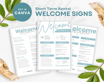 Airbnb Welcome Sign Template: Beach House Guest Info (Digital Download)