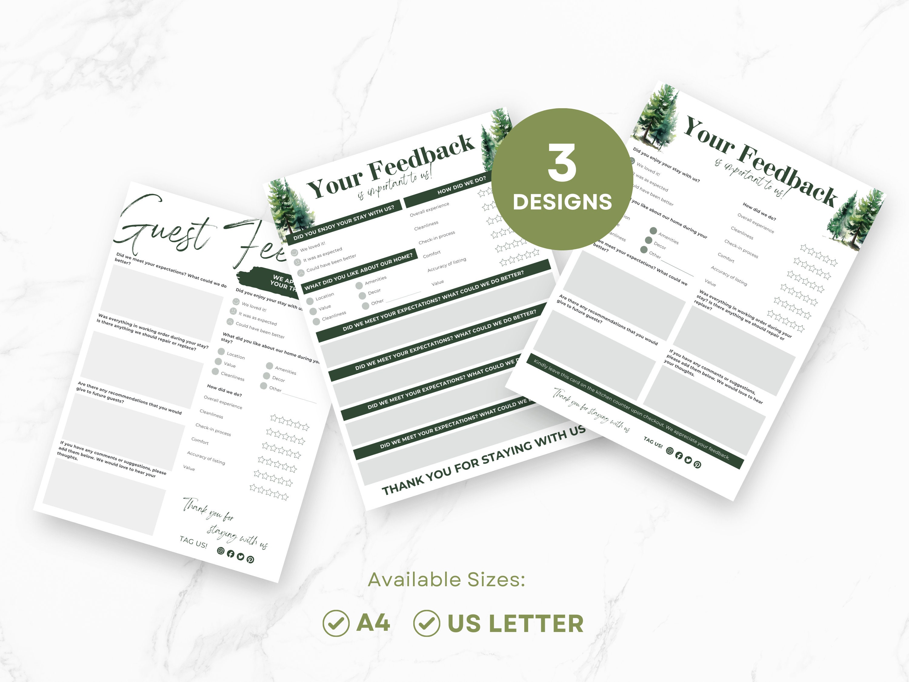 Airbnb Guest Feedback Form: Forest Cabin Canva Template (editable) - Etsy