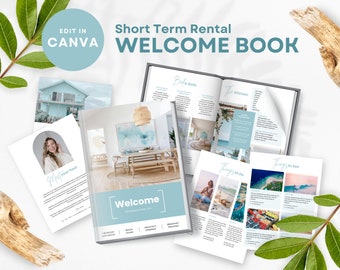 Beach House Airbnb Welcome Book Template: Coastal Canva Guidebook (Editable)